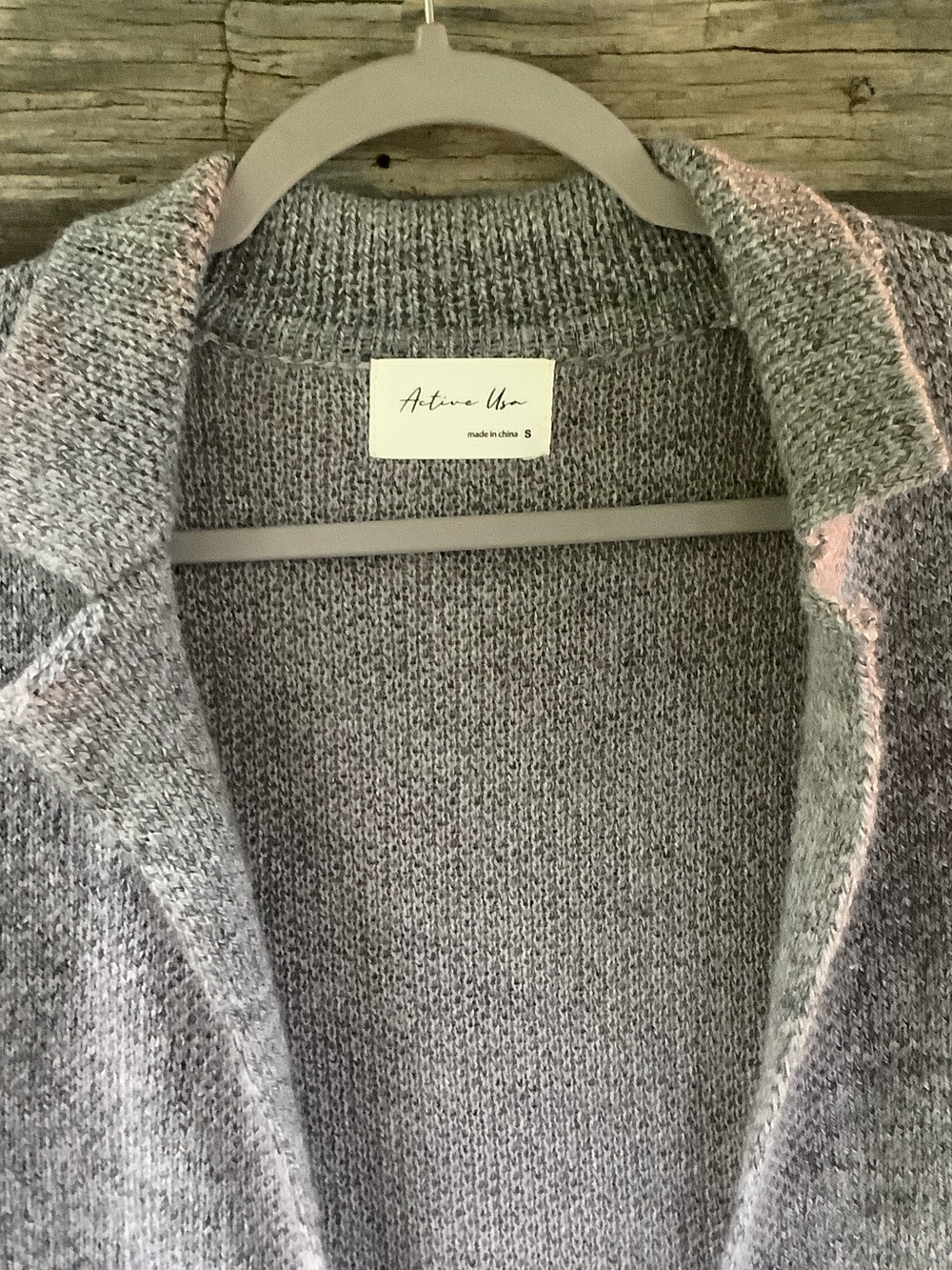 Active USA Double-Breasted Gray Knit Cardigan Coatigan - Picture 4 of 10